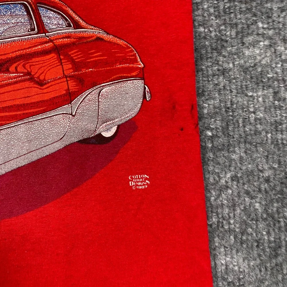 Vintage 1987 Jerzees Cruisin Red Classic Car Graphic T-Shirt Kids Small USA Made
